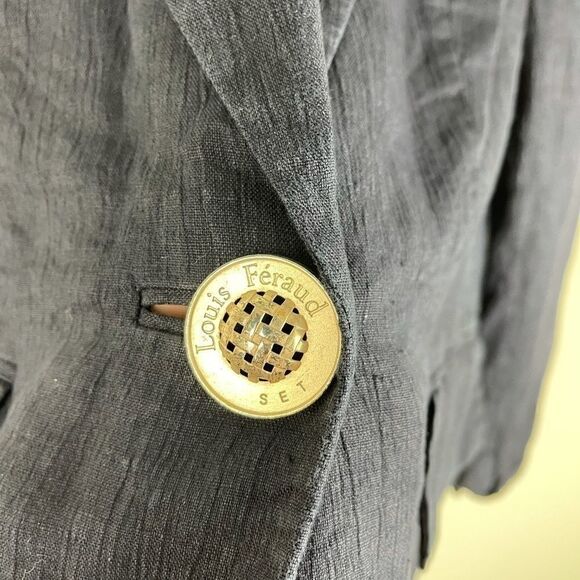 Vintage Women’s Louis Feraud Navy Blue Linen Blazer Sz L - Picture 3 of 11